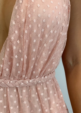 vestido de festa de poá ingrid rosa
